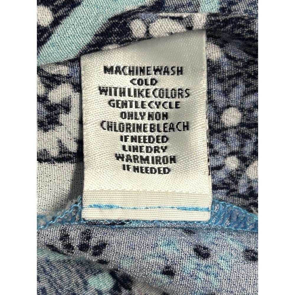 Habitat Floral Popover Tunic High Low Hem Women's XL Artsy 3/4 Sleeve Vacation - Picture 12 of 13